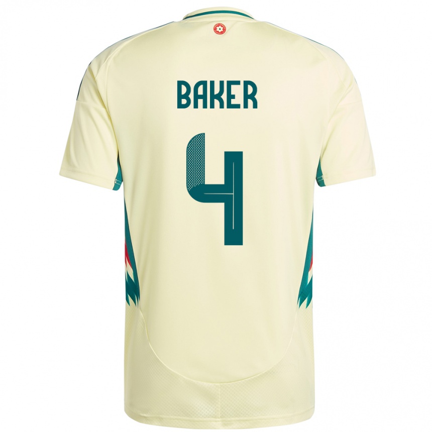 נשים כדורגל ויילס Matthew Baker #4 בז' צהוב הרחק ג'רזי 24-26