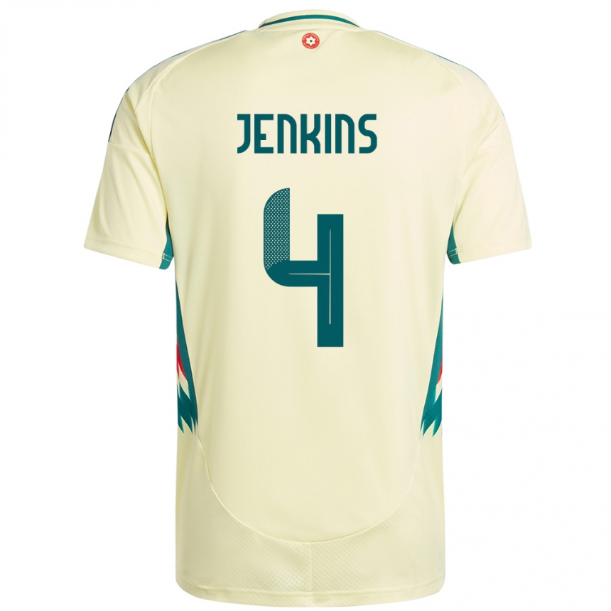 נשים כדורגל ויילס Lee Jenkins #4 בז' צהוב הרחק ג'רזי 24-26