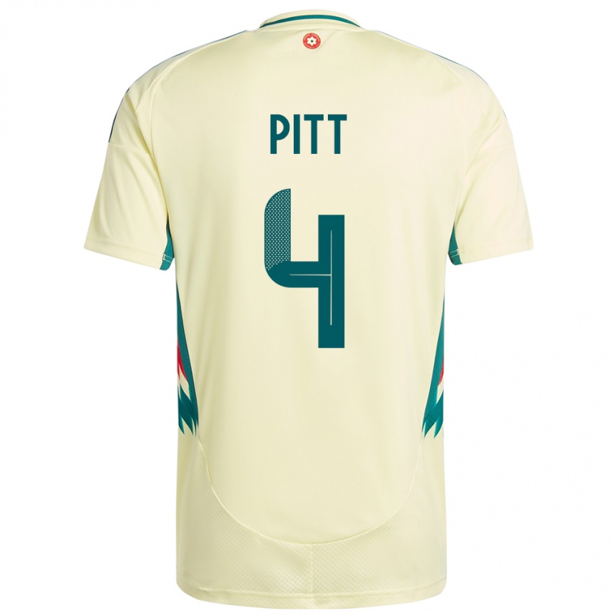 נשים כדורגל ויילס Theo Pitt #4 בז' צהוב הרחק ג'רזי 24-26