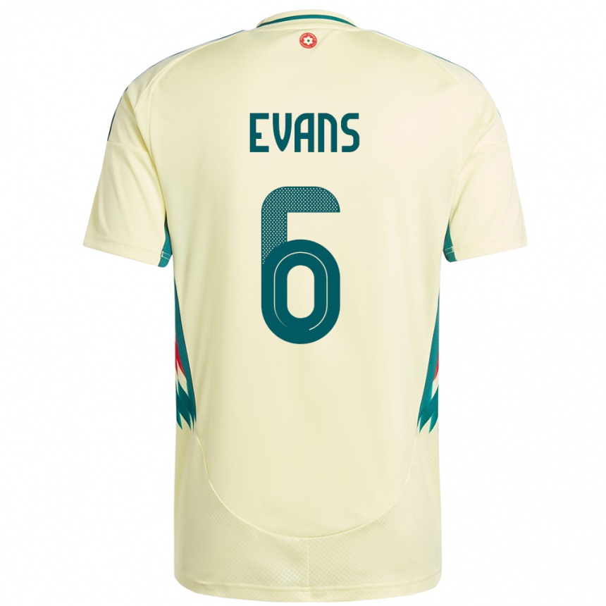 נשים כדורגל ויילס Louis Evans #6 בז' צהוב הרחק ג'רזי 24-26