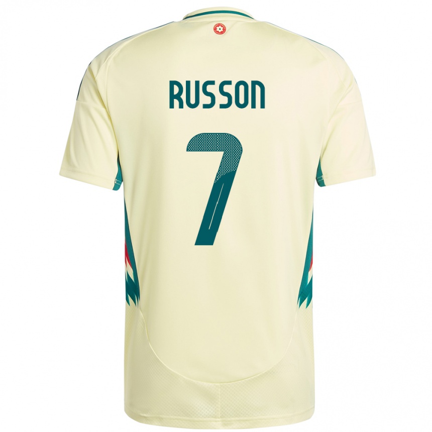נשים כדורגל ויילס Will Russon #7 בז' צהוב הרחק ג'רזי 24-26