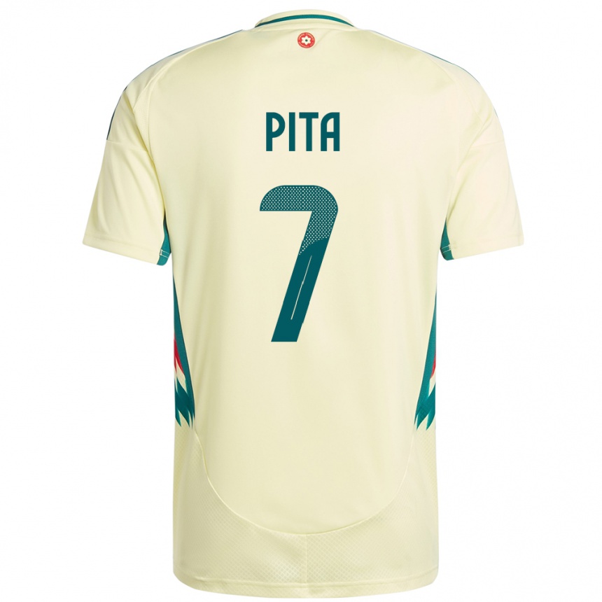 נשים כדורגל ויילס Shea Pita #7 בז' צהוב הרחק ג'רזי 24-26