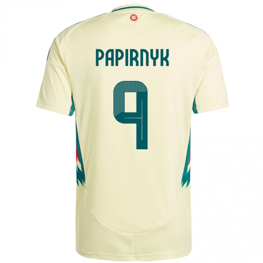 נשים כדורגל ויילס Leo Papirnyk #9 בז' צהוב הרחק ג'רזי 24-26