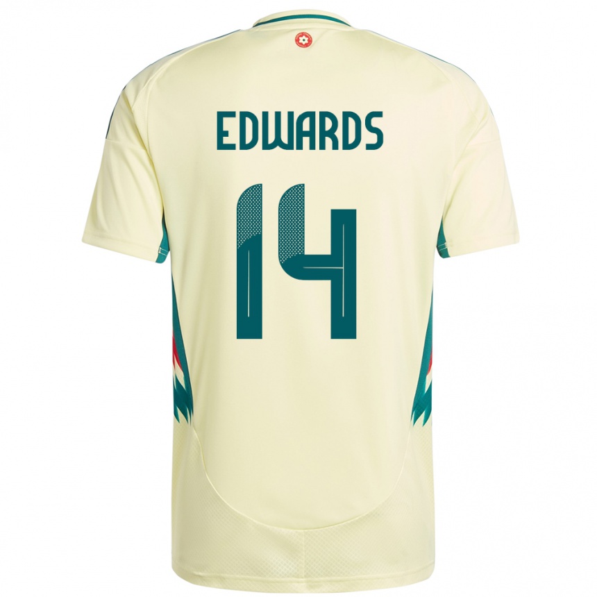 נשים כדורגל ויילס Noah Edwards #14 בז' צהוב הרחק ג'רזי 24-26