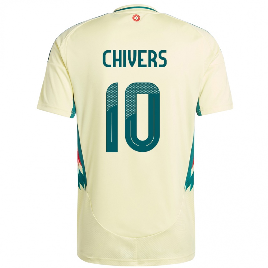 נשים כדורגל ויילס קלואי צ'יברס #10 בז' צהוב הרחק ג'רזי 24-26