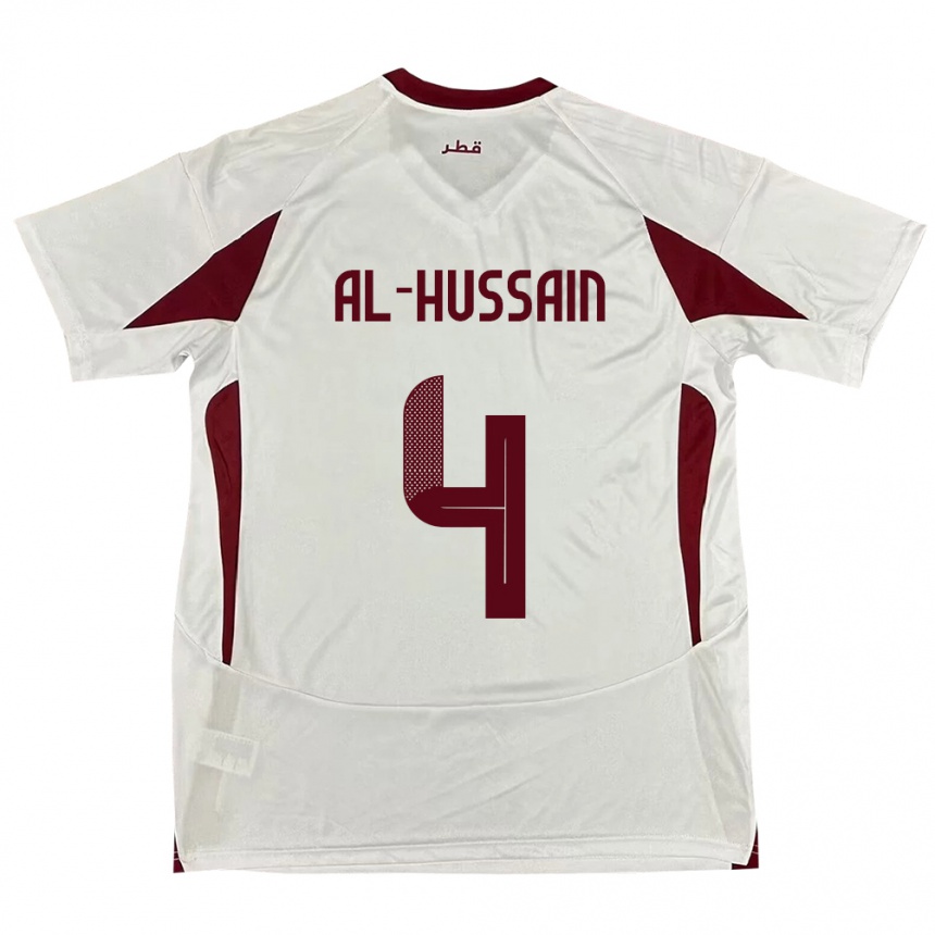 נשים כדורגל קטאר Al-Hashmi Al-Hussain #4 לָבָן הרחק ג'רזי 24-26