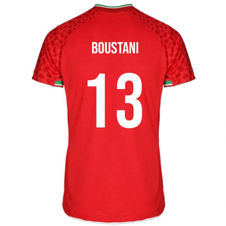 נשים כדורגל איראן Amirmohammad Boustani #13 אָדוֹם הרחק ג'רזי 24-26