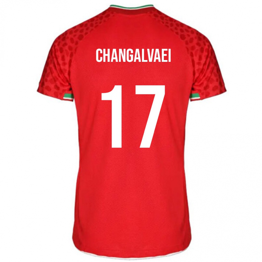נשים כדורגל איראן Amirreza Changalvaei #17 אָדוֹם הרחק ג'רזי 24-26