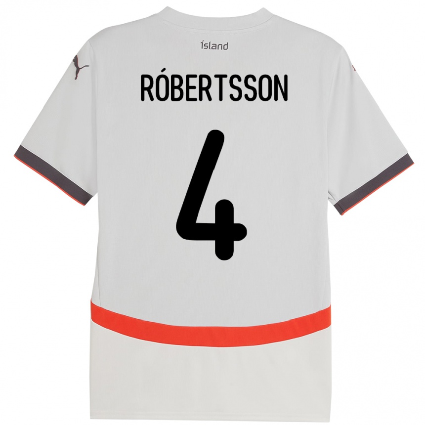 נשים כדורגל אִיסלַנד Logi Hrafn Róbertsson #4 לָבָן הרחק ג'רזי 24-26