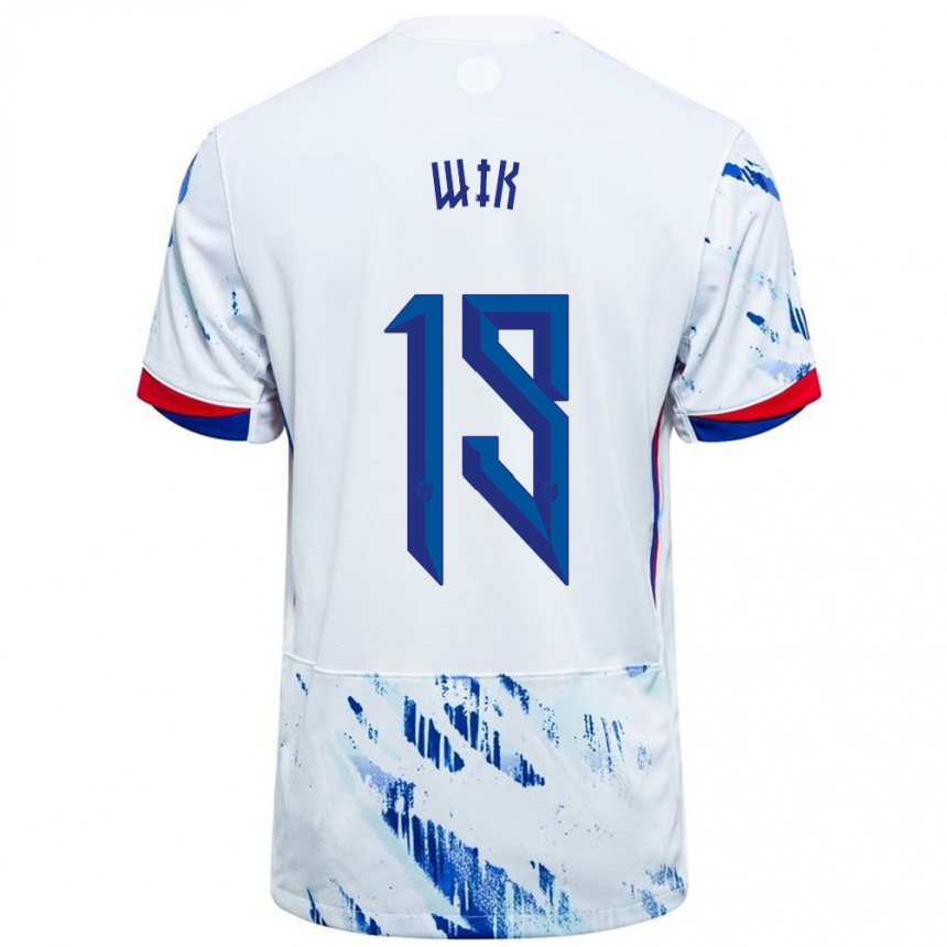 נשים כדורגל נורבגיה Nicholas Wik #19 לבן כחול הרחק ג'רזי 24-26