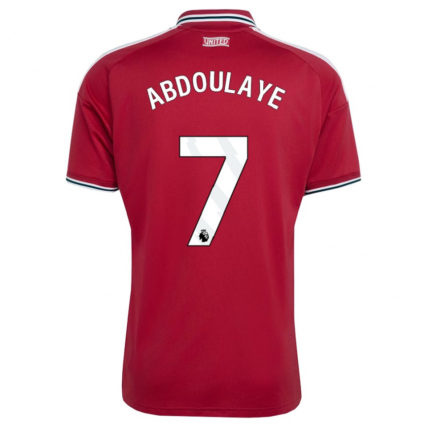 נשים כדורגל Douka Abdoulaye #7 אדום צהוב לבן ג'רזי ביתית 2026/27