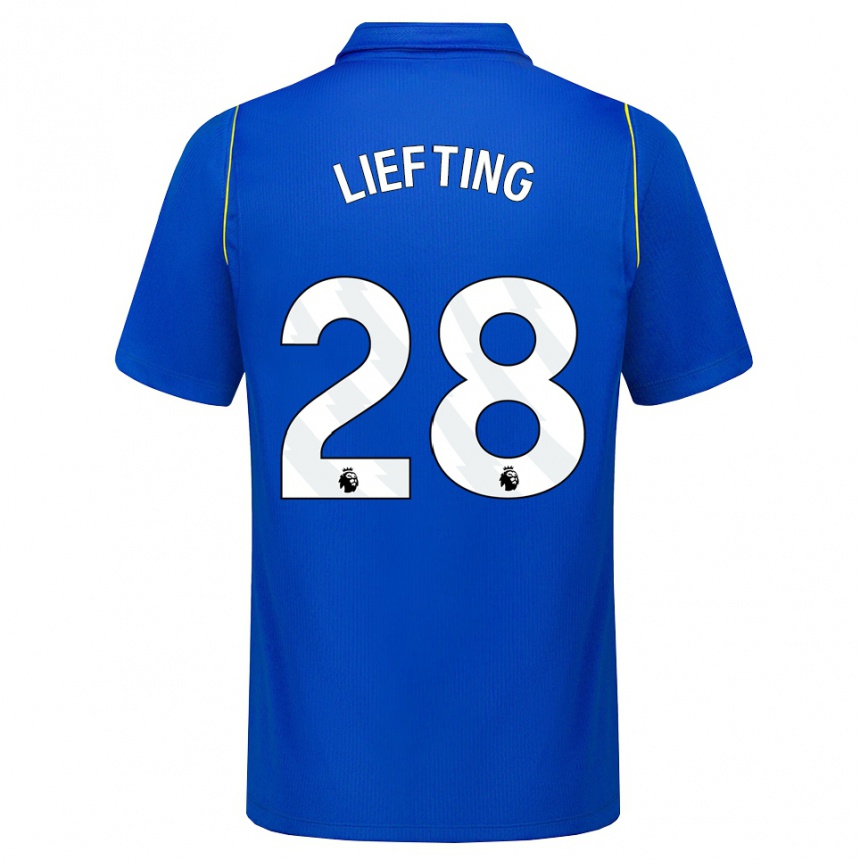 נשים כדורגל Femke Liefting #28 כחול צהוב ג'רזי ביתית 2026/27