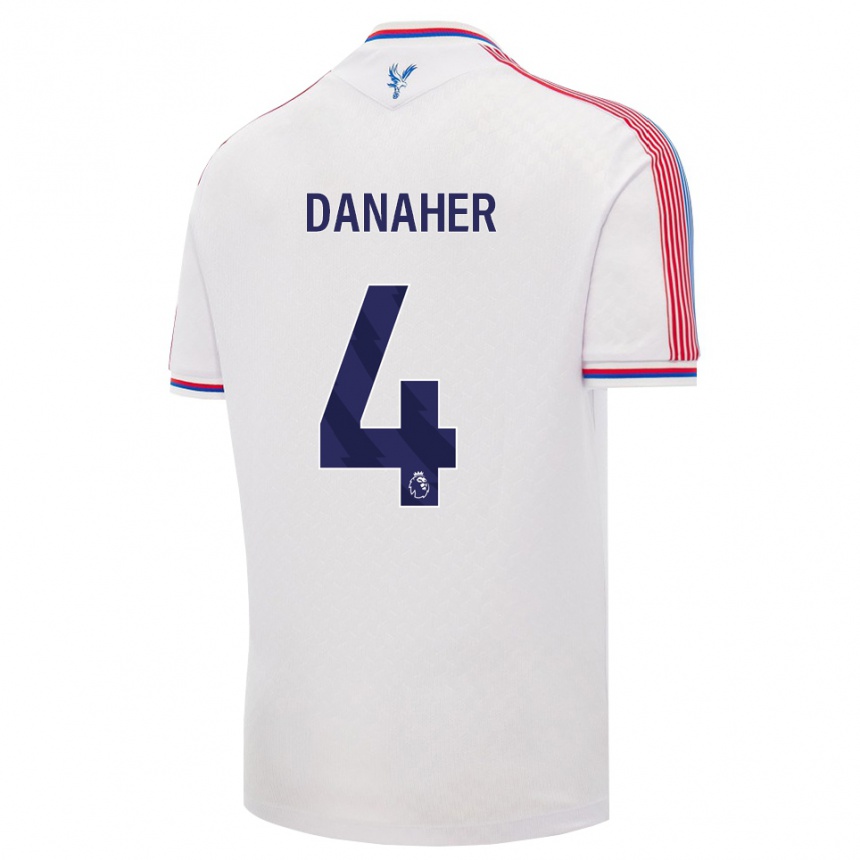 נשים כדורגל Euan Danaher #4 לבן אדום כחול ג'רזי ביתית 2026/27