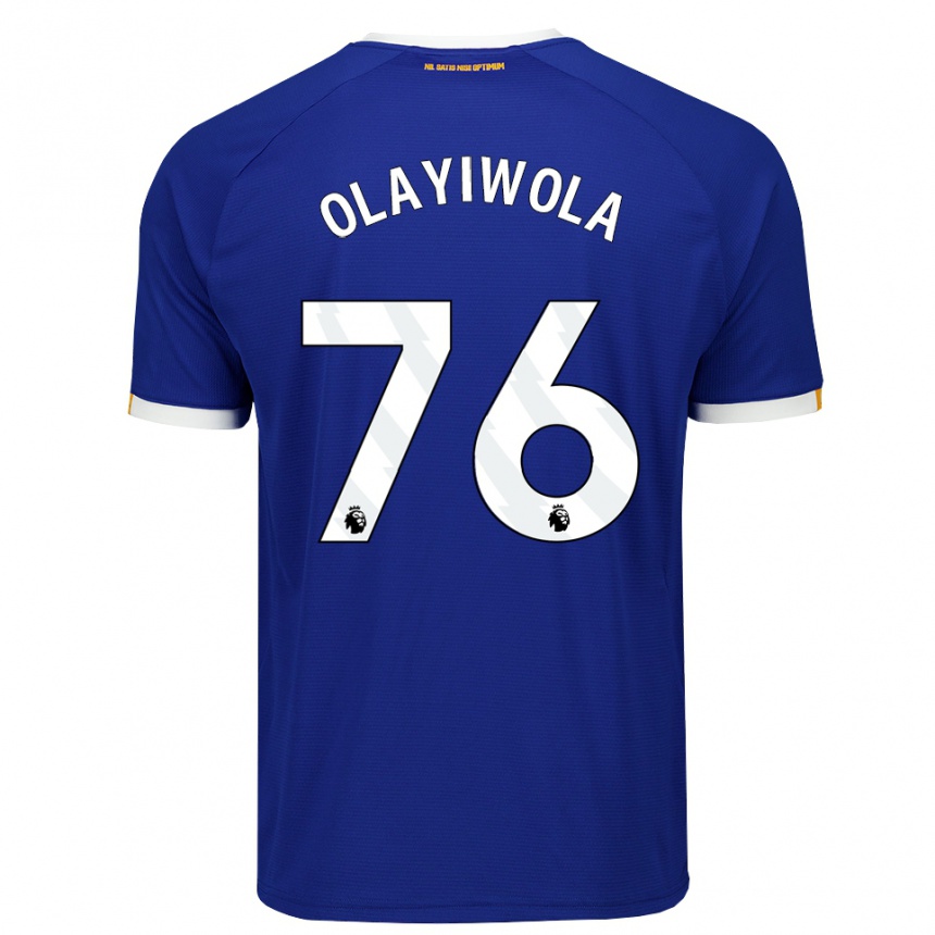 נשים כדורגל Malik Olayiwola #76 כחול לבן צהוב ג'רזי ביתית 2026/27