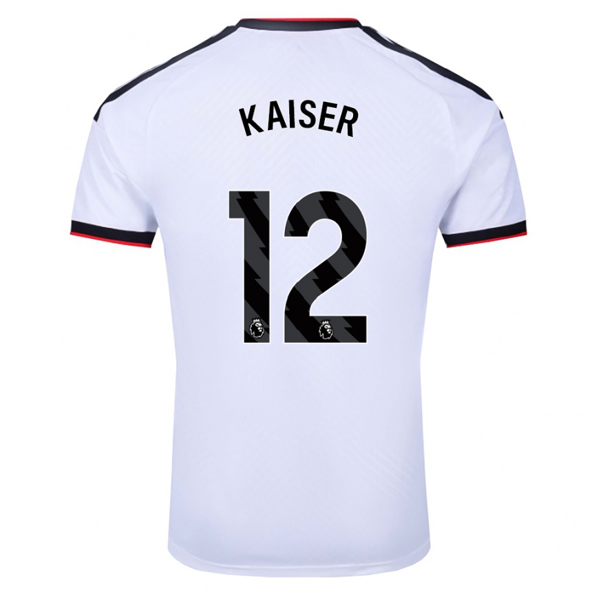 נשים כדורגל Dino Kaiser #12 לבן שחור אדום ג'רזי ביתית 2026/27