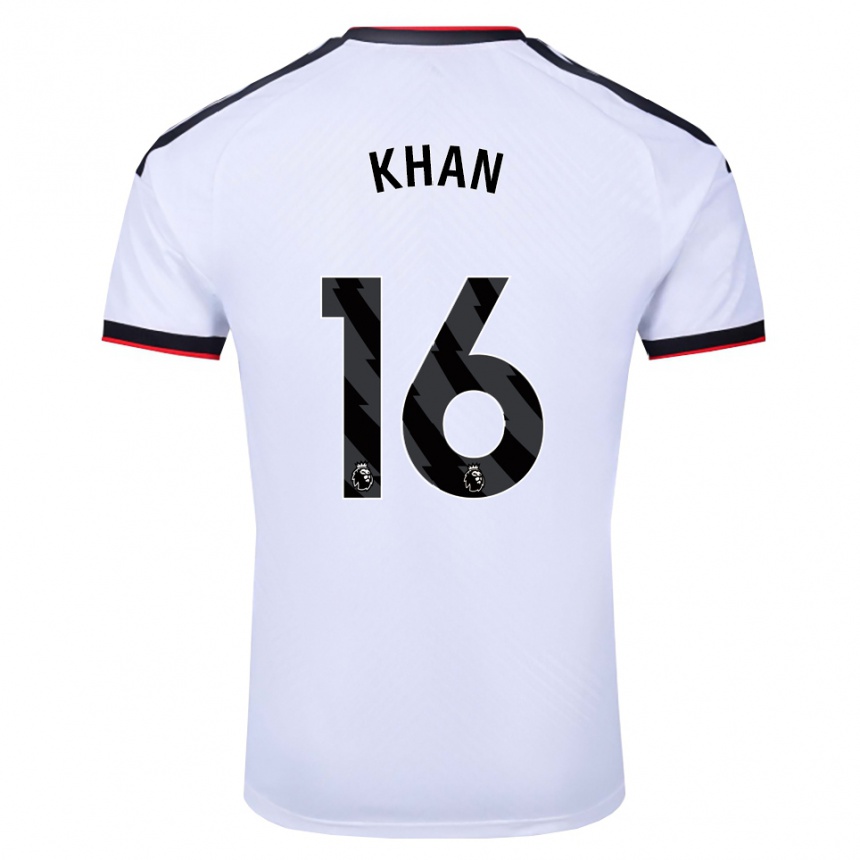 נשים כדורגל Ruban Khan #16 לבן שחור אדום ג'רזי ביתית 2026/27 נשים כדורגל Ruban Khan #16 לבן שחור אדום ג'רזי ביתית 2026/27