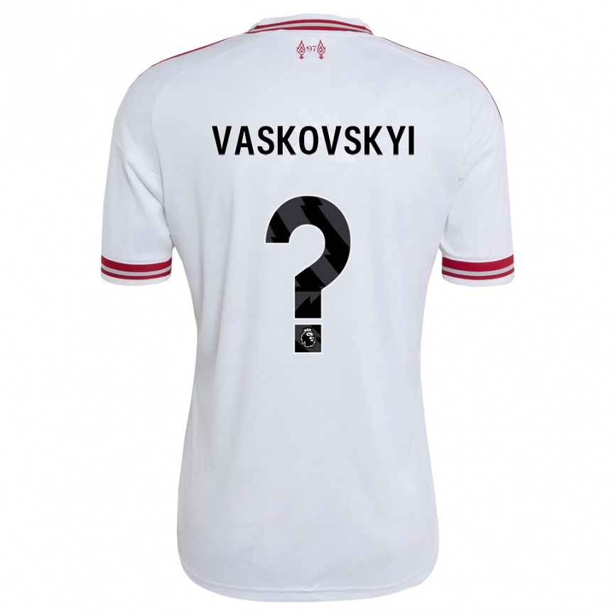 נשים כדורגל Myroslav Vaskovskyi #0 אדום לבן הרחק ג'רזי 2026/27