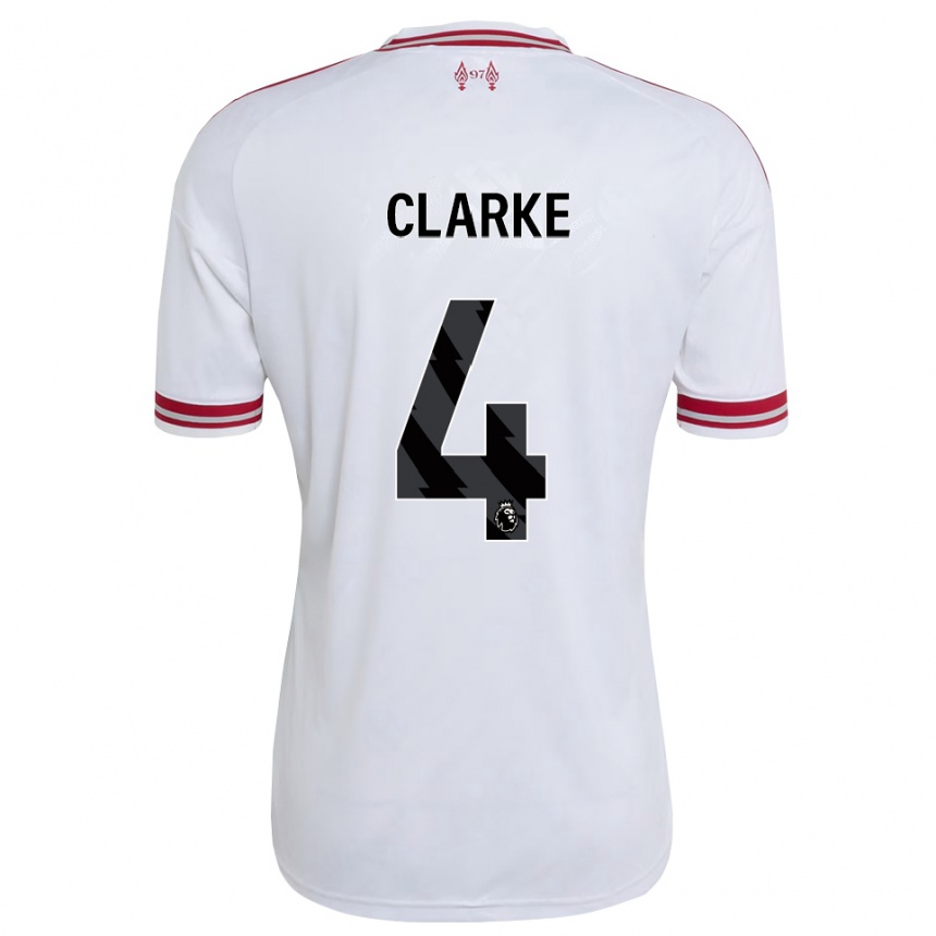 נשים כדורגל Lucas Clarke #4 אדום לבן הרחק ג'רזי 2026/27