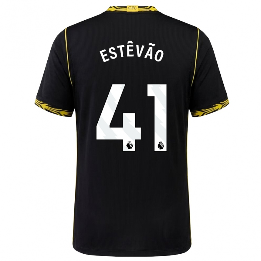 נשים כדורגל Estêvão #41 שחור צהוב הרחק ג'רזי 2026/27
