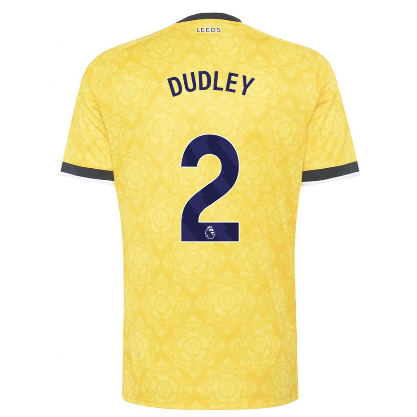 נשים כדורגל Louie Dudley #2 צהוב לבן שחור הרחק ג'רזי 2026/27