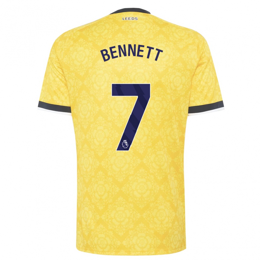 נשים כדורגל Oliver Bennett #7 צהוב לבן שחור הרחק ג'רזי 2026/27
