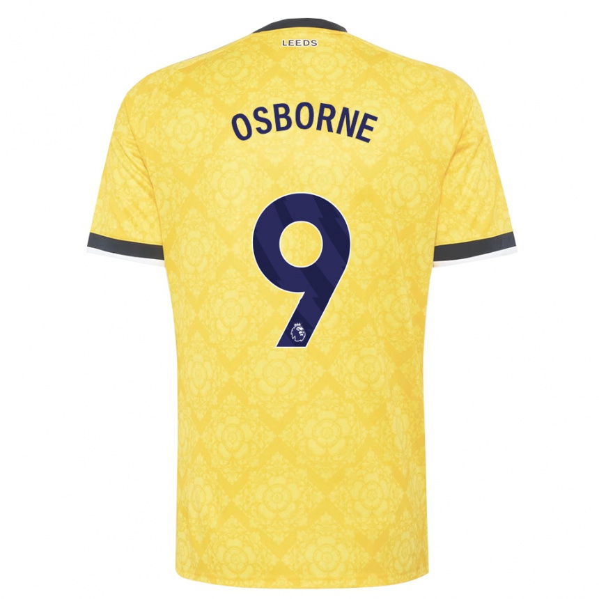 נשים כדורגל Jemimah Osborne #9 צהוב לבן שחור הרחק ג'רזי 2026/27