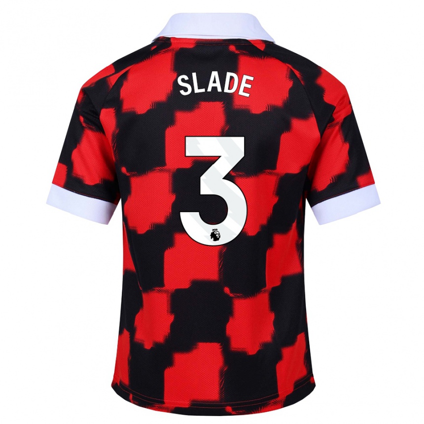 נשים כדורגל Bradley Slade #3 אדום לבן שחור הרחק ג'רזי 2026/27