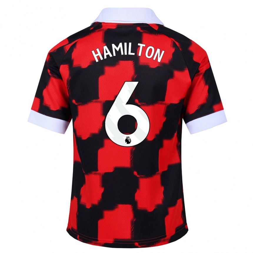 נשים כדורגל Leo Hamilton #6 אדום לבן שחור הרחק ג'רזי 2026/27