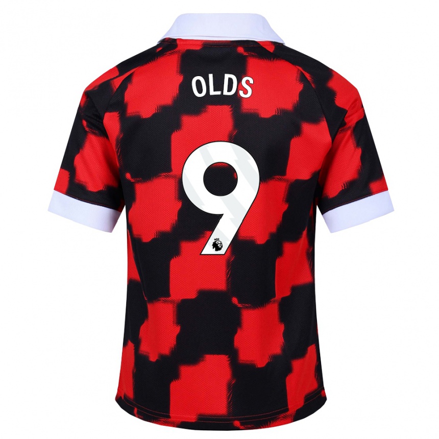 נשים כדורגל Ellie Olds #9 אדום לבן שחור הרחק ג'רזי 2026/27