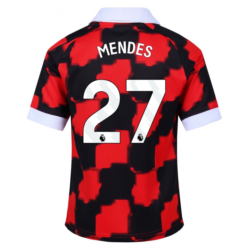 נשים כדורגל Megalie Mendes #27 אדום לבן שחור הרחק ג'רזי 2026/27