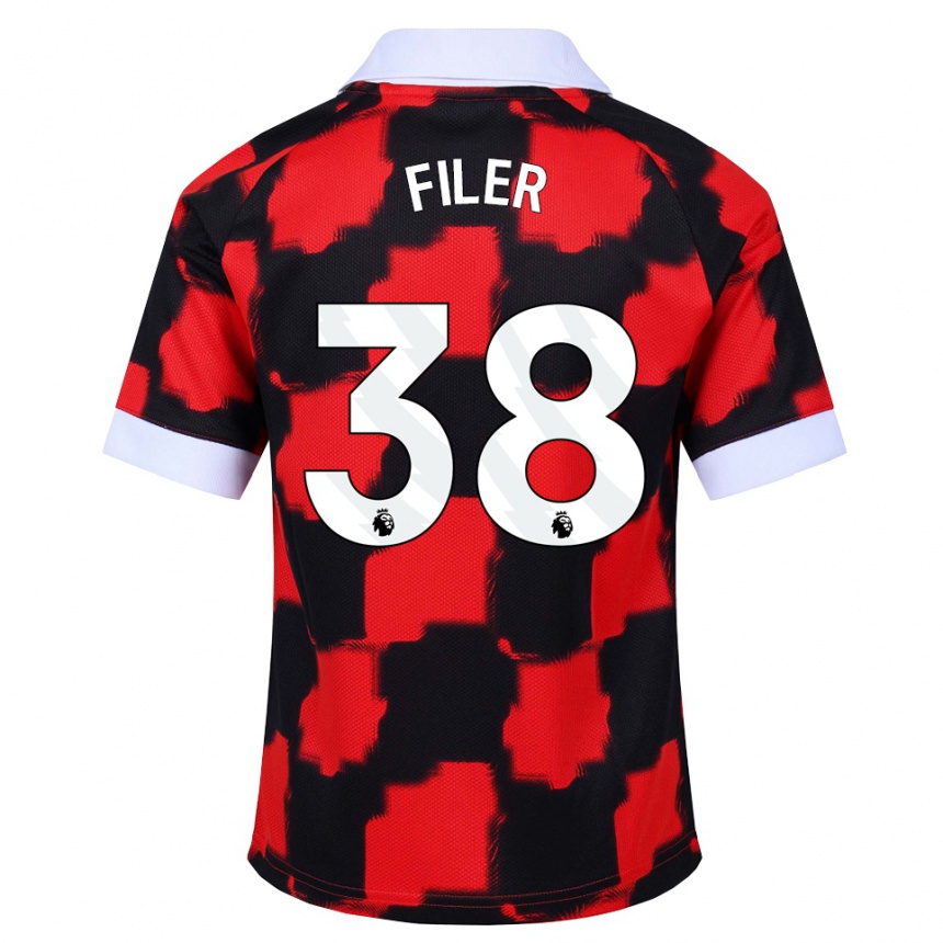 נשים כדורגל Maddie Filer #38 אדום לבן שחור הרחק ג'רזי 2026/27