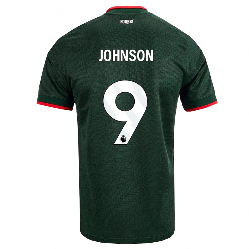 נשים כדורגל Melissa Johnson #9 ירוק כהה אדום הרחק ג'רזי 2026/27