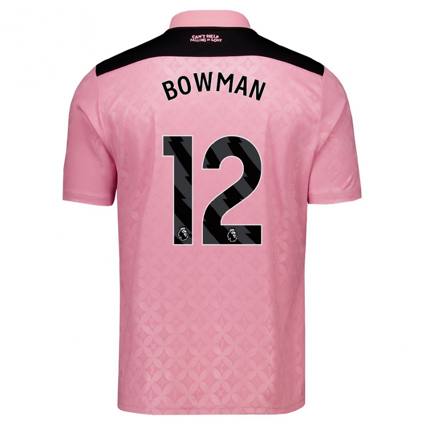 נשים כדורגל Arron Bowman #12 ורוד בהיר שחור הרחק ג'רזי 2026/27