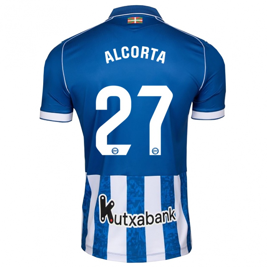 ילדים כדורגל Alaitz Alcorta #27 לבן כחול שחור ג'רזי ביתית 2026/27