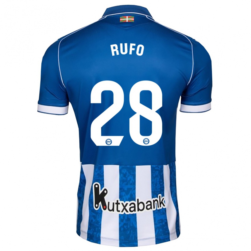 ילדים כדורגל Dennis Rufo #28 לבן כחול שחור ג'רזי ביתית 2026/27