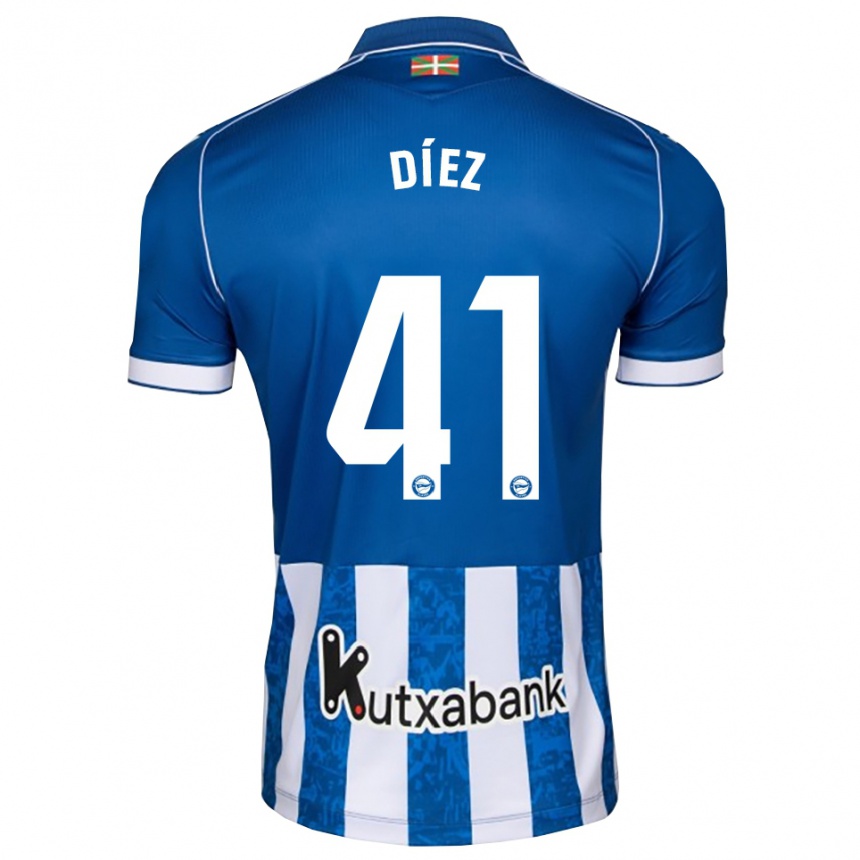 ילדים כדורגל Victor Díez #41 לבן כחול שחור ג'רזי ביתית 2026/27