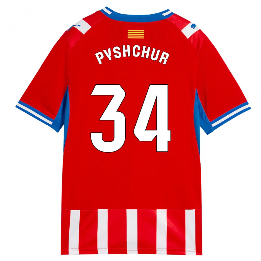 ילדים כדורגל Oleksandr Pyshchur #34 אדום לבן כחול שמיים ג'רזי ביתית 2026/27