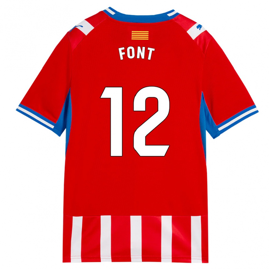 ילדים כדורגל Jordi Font #12 אדום לבן כחול שמיים ג'רזי ביתית 2026/27