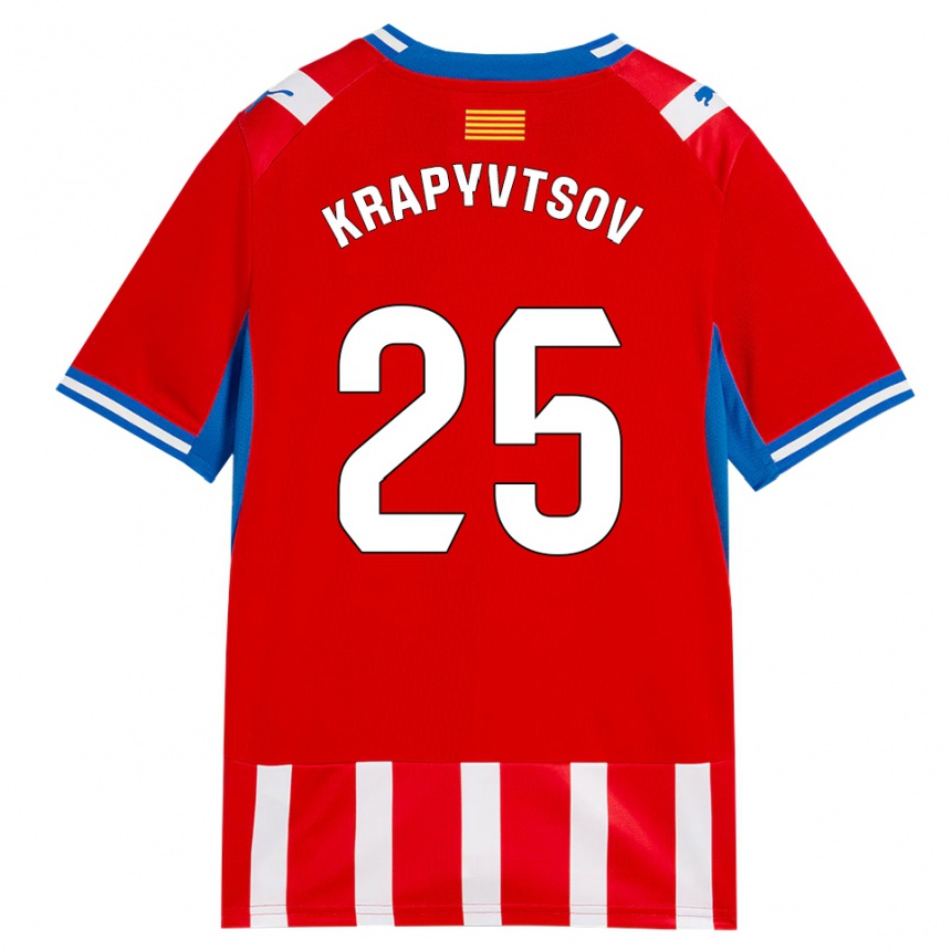 ילדים כדורגל Vladyslav Krapyvtsov #25 אדום לבן כחול שמיים ג'רזי ביתית 2026/27