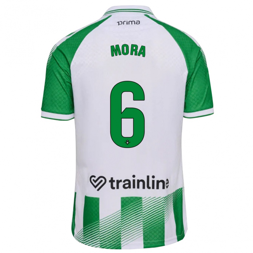 ילדים כדורגל Marcos Mora #6 ירוק בהיר שחור לבן ג'רזי ביתית 2026/27