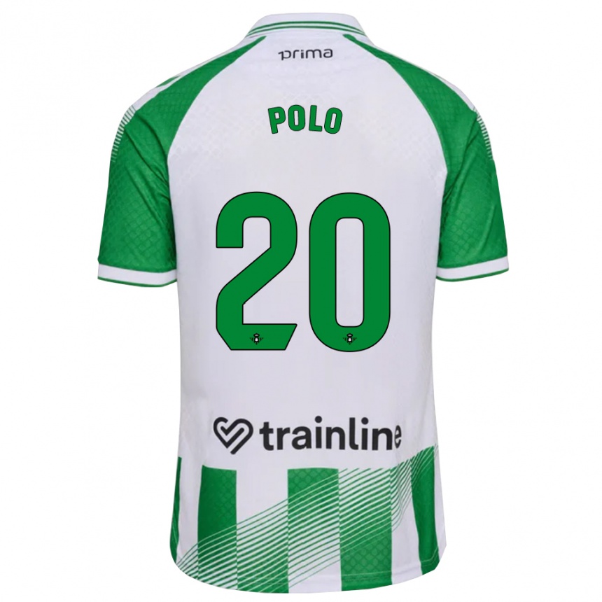 ילדים כדורגל Tiago Polo #20 ירוק בהיר שחור לבן ג'רזי ביתית 2026/27