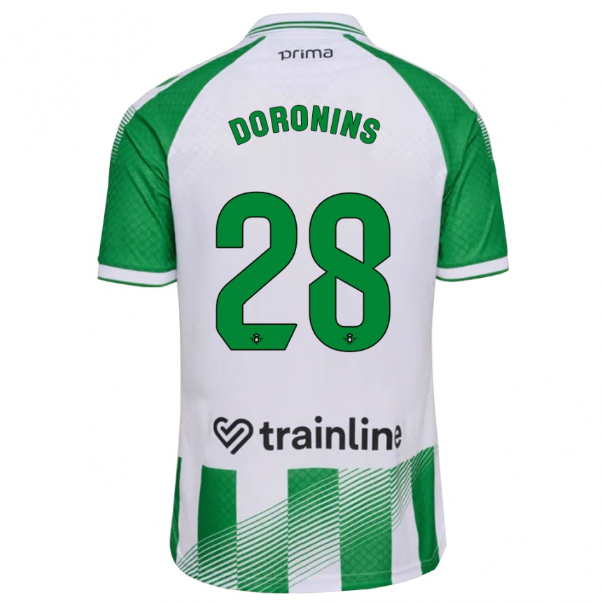 ילדים כדורגל Nikita Doronins #28 ירוק בהיר שחור לבן ג'רזי ביתית 2026/27