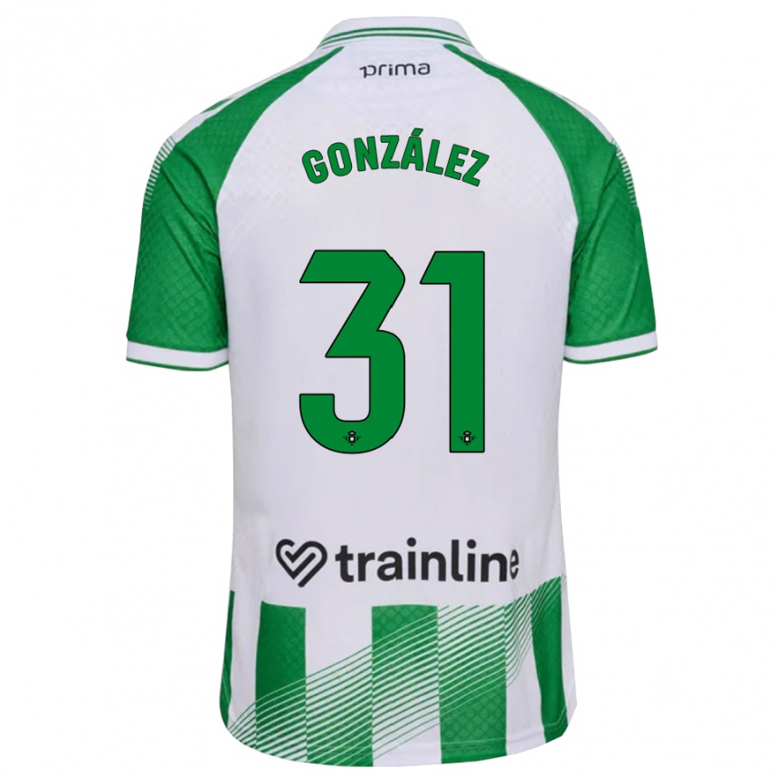 ילדים כדורגל Manu González #31 ירוק בהיר שחור לבן ג'רזי ביתית 2026/27