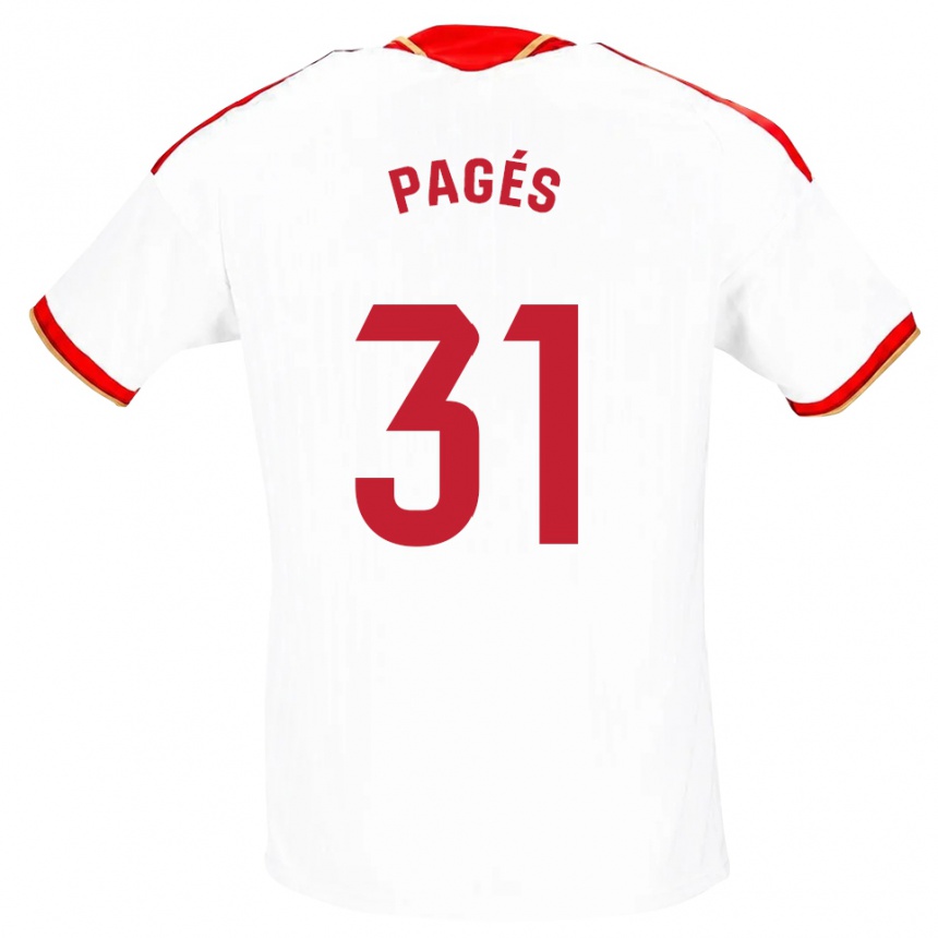 ילדים כדורגל Lukas Pagés #31 לבן אדום ג'רזי ביתית 2026/27