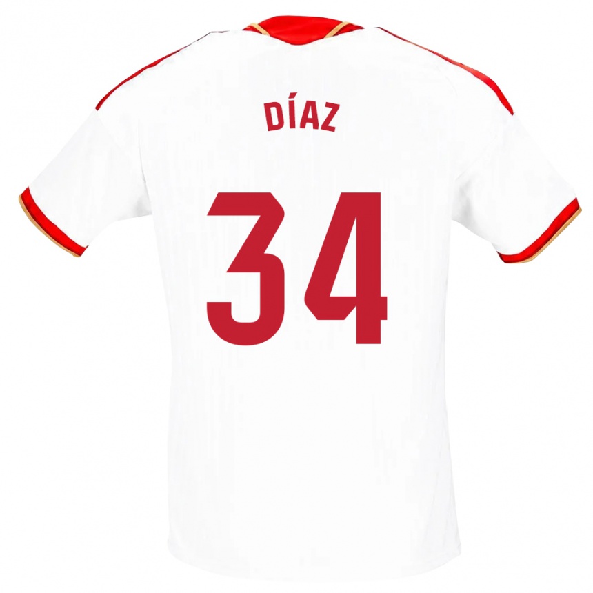 ילדים כדורגל Mario Díaz #34 לבן אדום ג'רזי ביתית 2026/27