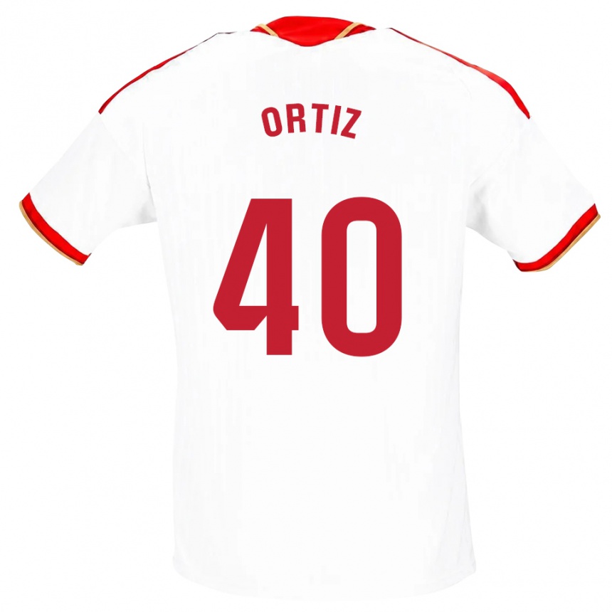 ילדים כדורגל Hugo Ortiz #40 לבן אדום ג'רזי ביתית 2026/27