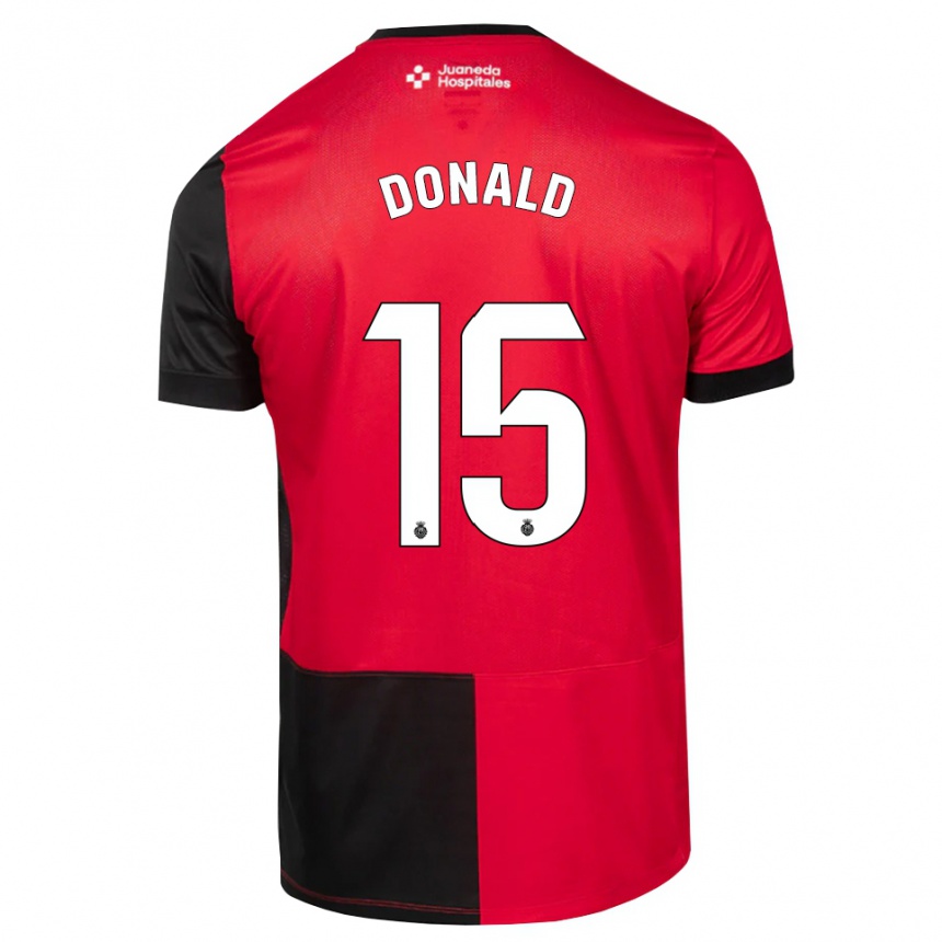 ילדים כדורגל John Donald #15 שחור אדום לבן ג'רזי ביתית 2026/27