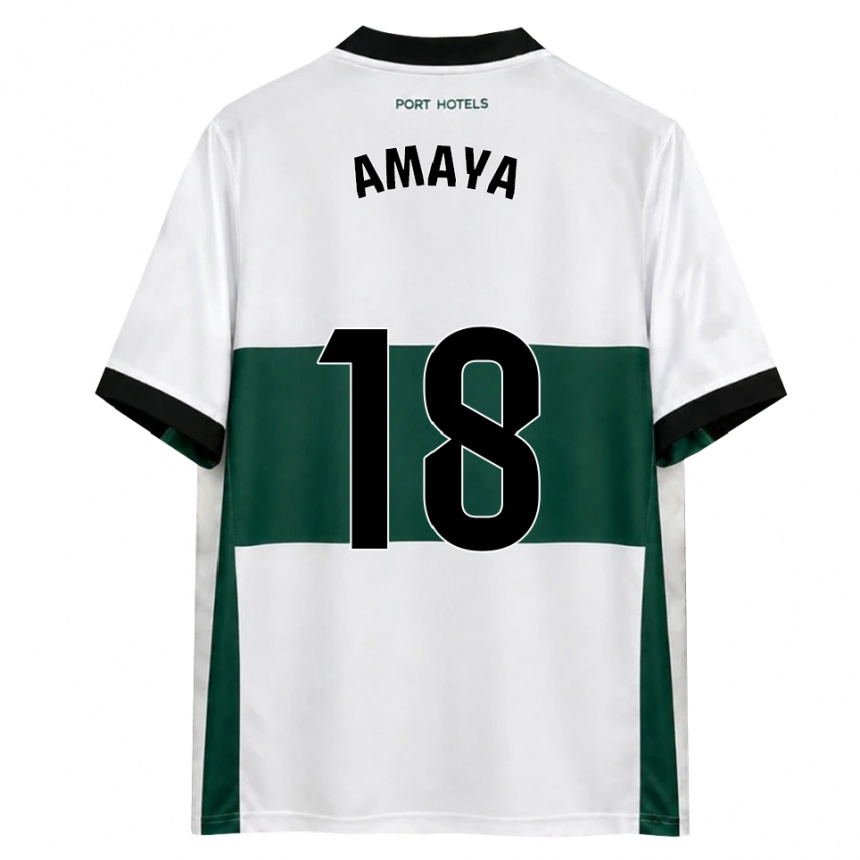 ילדים כדורגל María Amaya #18 ירוק לבן אדום ג'רזי ביתית 2026/27