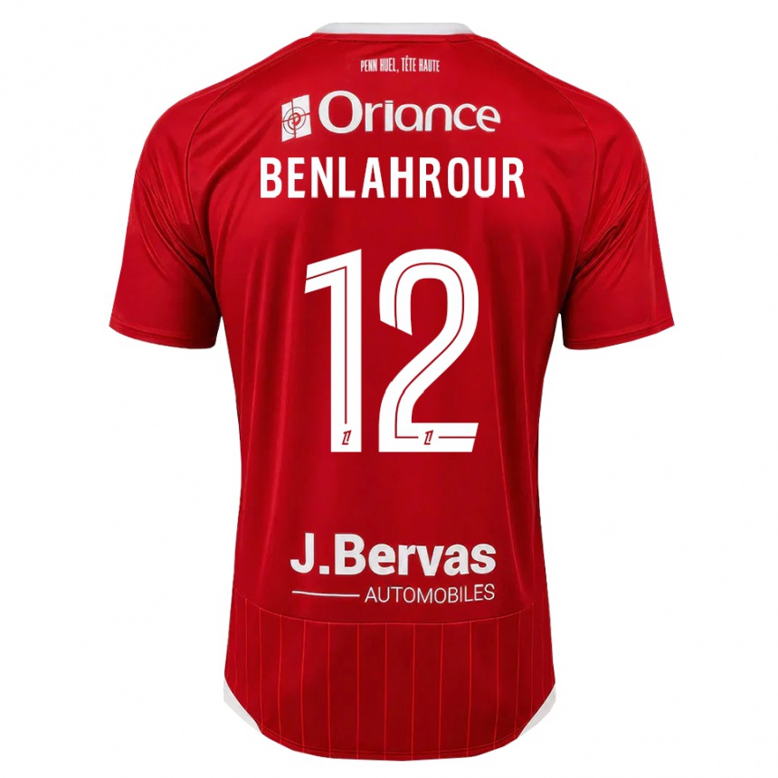 ילדים כדורגל Ilyes Benlahrour #12 לבן אדום ג'רזי ביתית 2026/27 ילדים כדורגל Ilyes Benlahrour #12 לבן אדום ג'רזי ביתית 2026/27