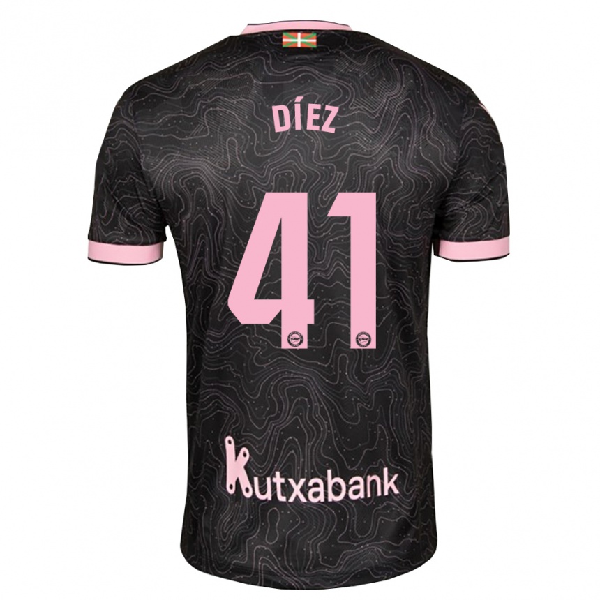 ילדים כדורגל Victor Díez #41 שחור ורוד הרחק ג'רזי 2026/27